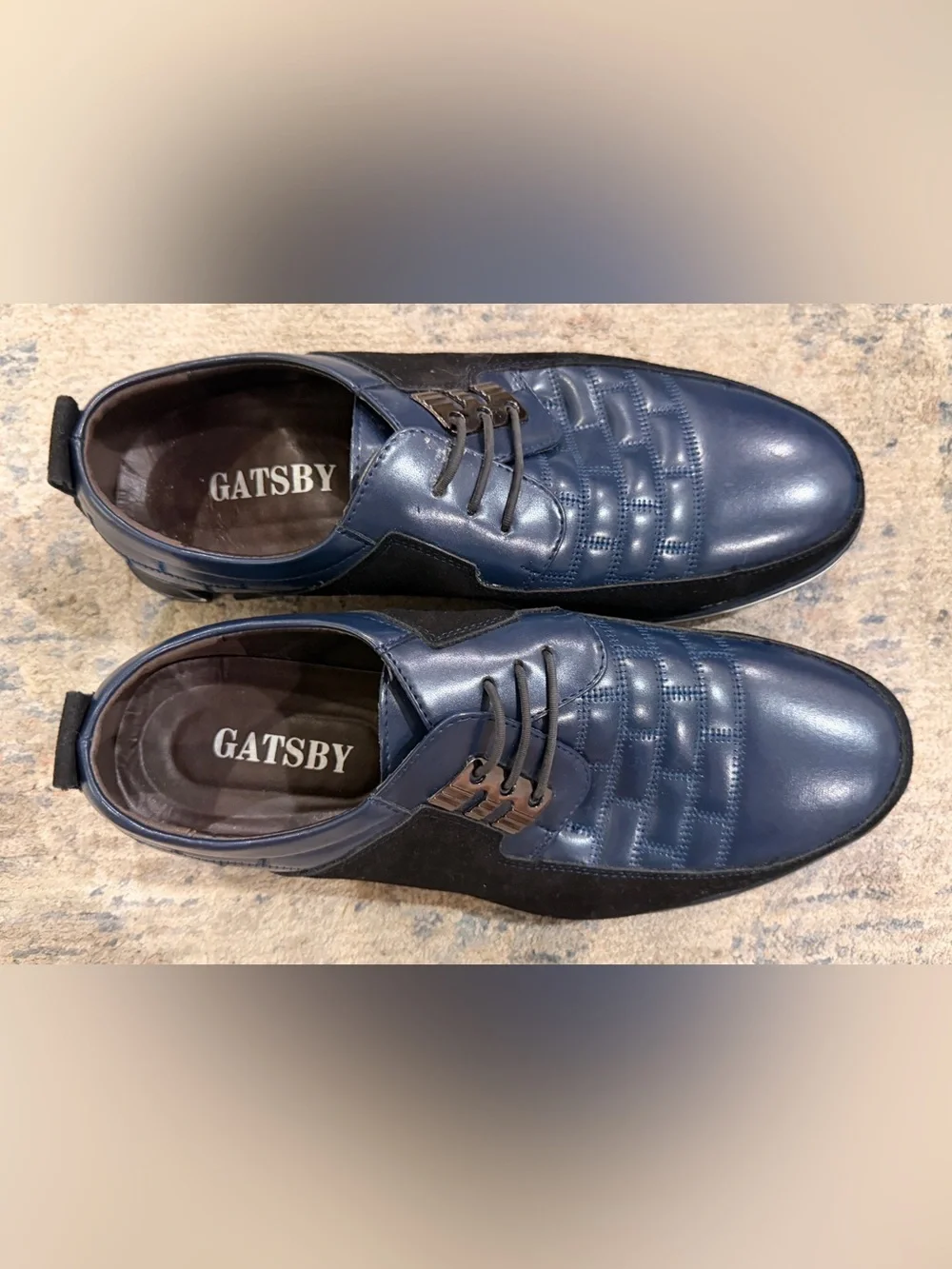 Gatsby Men's Navy and Black Leather Casual Lace-Up Shoes